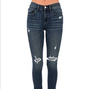 Judy Blue Dark Destructed & Patched Skinny Jeans